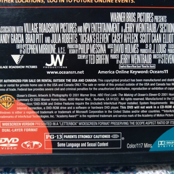 OCEAN'S ELEVEN MOVIE ON DVD GEORGE CLOONEY/BRAD PITT/MATT DAMON SPECIAL FEATURES - Picture 7 of 9